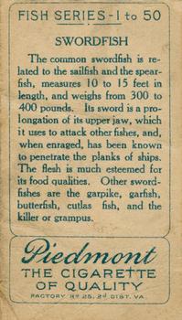 1910 American Tobacco Co. Fish Series (T58) - Piedmont Cigarettes Factory 25 #NNO Swordfish Back