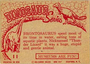 1961 Nu-Cards Dinosaur Series #5 Brontosaurus Back