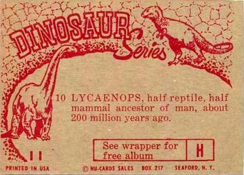 1961 Nu-Cards Dinosaur Series #10 Lycaenops Back