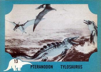 1961 Nu-Cards Dinosaur Series #13 Pteranodon / Tylosaurus Front