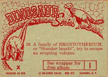 1961 Nu-Cards Dinosaur Series #26 Brontotherium Back