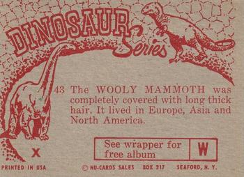 1961 Nu-Cards Dinosaur Series #43 Wooly Mammoth Back