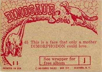 1961 Nu-Cards Dinosaur Series #45 Dimorphodon Back