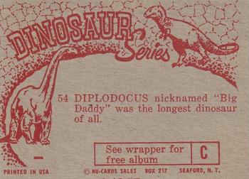 1961 Nu-Cards Dinosaur Series #54 Diplodocus Back