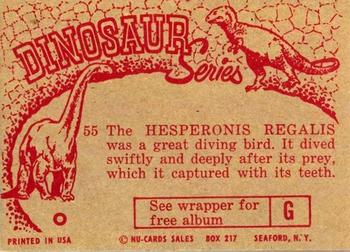 1961 Nu-Cards Dinosaur Series #55 Hesperonis Regalis Back