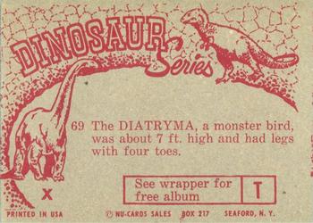 1961 Nu-Cards Dinosaur Series #69 Diatryma Back