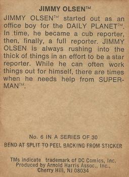 1978 Taystee Bread DC Superheroes Stickers #6 Jimmy Olsen Back