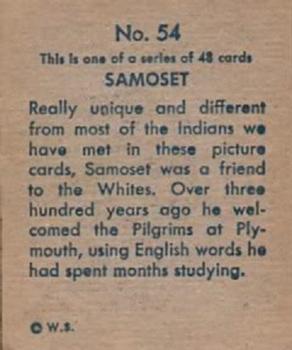 1930 Indian & Western Series (R185) #54 Samoset Back