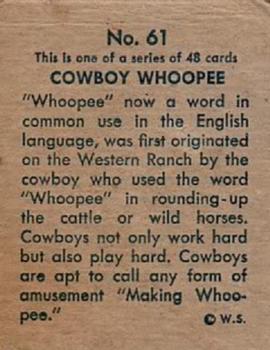 1930 Indian & Western Series (R185) #61 Cowboy Whoopee Back