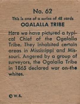 1930 Indian & Western Series (R185) #62 Ogalalla Back