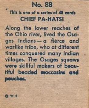 1930 Indian & Western Series (R185) #88 Pa-Hatsi Back
