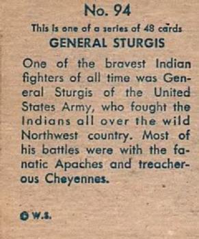 1930 Indian & Western Series (R185) #94 General Sturgis Back