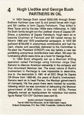 1989 Eclipse Bush League #4 Hugh Liedtke / George Bush Back
