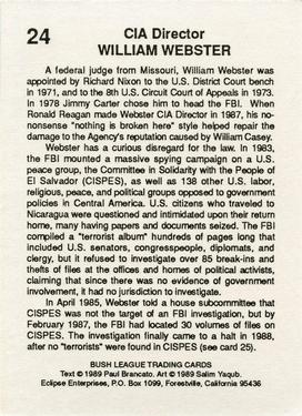 1989 Eclipse Bush League #24 William Webster Back