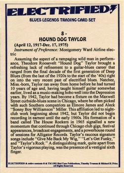 1993 Shel-Tone Publications Electrified Blues Legends #8 Hound Dog Taylor Back