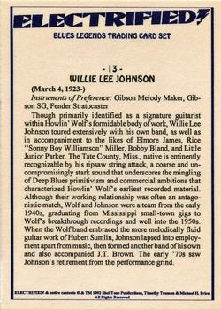 1993 Shel-Tone Publications Electrified Blues Legends #13 Willie Lee Johnson Back