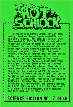 1991 Hot Schlock Science Fiction #7 Death Race 2000 Back