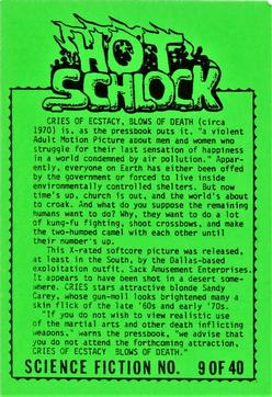 1991 Hot Schlock Science Fiction #9 Cries of Ecstasy, Blows of Death Back