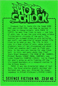 1991 Hot Schlock Science Fiction #23 Phase IV Back