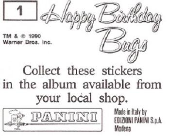 1990 Panini Happy Birthday Bugs #1 Elmer Fudd / Bugs Bunny Back