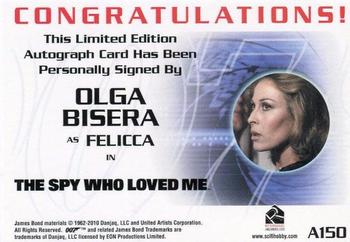 2010 Rittenhouse James Bond Heroes and Villains - Autographs #A150 Olga Bisera Back