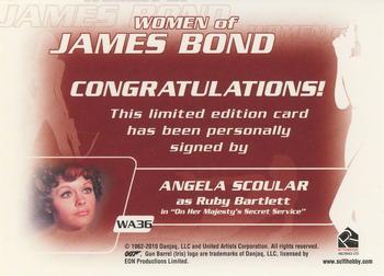 2010 Rittenhouse James Bond Heroes and Villains - Autographs #WA36 Angela Scoular Back