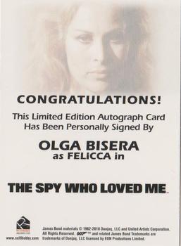 2010 Rittenhouse James Bond Heroes and Villains - Autographs #NNO Olga Bisera Back
