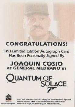 2010 Rittenhouse James Bond Heroes and Villains - Autographs #NNO Joaquin Cosio Back