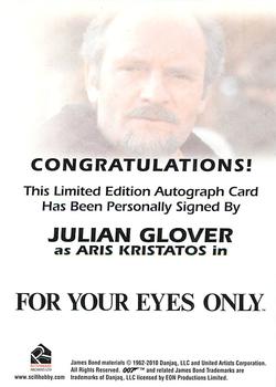 2010 Rittenhouse James Bond Heroes and Villains - Autographs #NNO Julian Glover Back