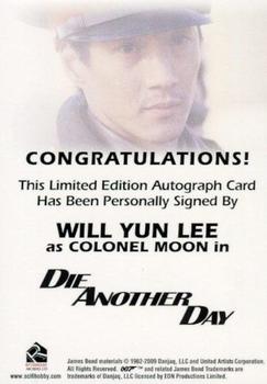 2010 Rittenhouse James Bond Heroes and Villains - Autographs #NNO Will Yun Lee Back
