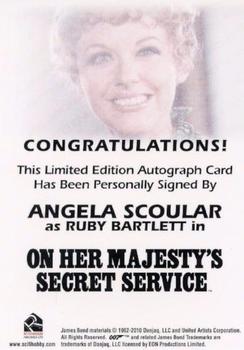2010 Rittenhouse James Bond Heroes and Villains - Autographs #NNO Angela Scoular Back