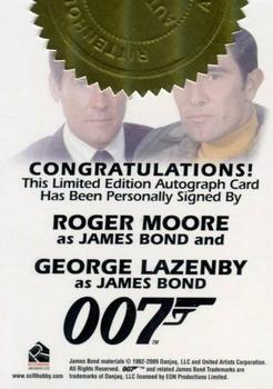 2010 Rittenhouse James Bond Heroes and Villains - Multiple Box Incentive Cards #NNO Roger Moore / George Lazenby Back