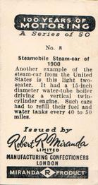 1955 Robert Miranda 100 Years of Motoring #8 Steamobile Steam-Car of 1900 Back