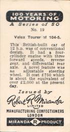 1955 Robert Miranda 100 Years of Motoring #19 Velox Tourer of 104-5 Back