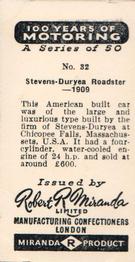 1955 Robert Miranda 100 Years of Motoring #32 Stevens-Duryea Roadster - 1909 Back