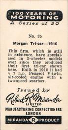 1955 Robert Miranda 100 Years of Motoring #35 Morgan Tri-Car - 1910 Back