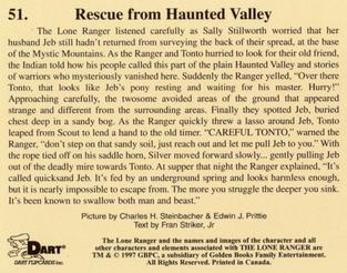 1997 Dart Lone Ranger - The Twelve Unpublished #51 Rescue From Haunted Valley Back
