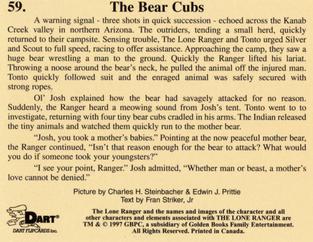 1997 Dart Lone Ranger - The Twelve Unpublished #59 The Bear Cubs Back