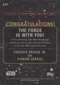 2017 Topps Star Wars Journey To The Last Jedi - Autographs Orange #A-FP Freddie Prinze Jr. Back