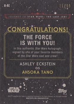 2017 Topps Star Wars Journey To The Last Jedi - Autographs Purple #A-AE Ashley Eckstein Back