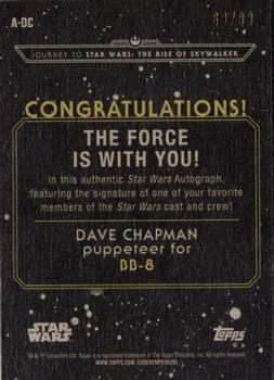 2017 Topps Star Wars Journey To The Last Jedi - Autographs Purple #A-DC Dave Chapman Back