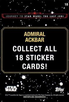 2017 Topps Star Wars Journey To The Last Jedi - Character Retro Stickers #18 Admiral Ackbar Back
