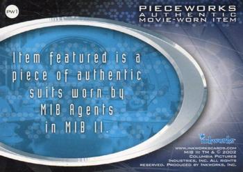 2002 Inkworks Men in Black II - Pieceworks #PW1 MIB Agents Back