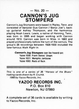 1980 Yazoo Records Heroes of the Blues #20 Cannon's Jug Stompers Back