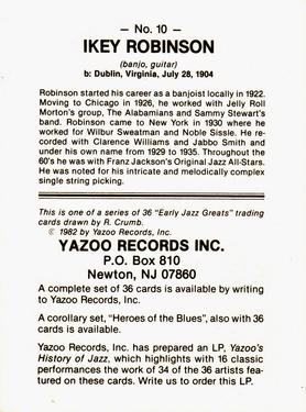 1982 Yazoo Records Early Jazz Greats #10 Ikey Robinson Back
