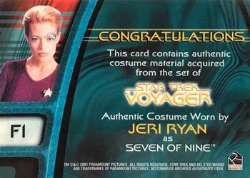 2001 Rittenhouse Women of Star Trek Voyager HoloFEX - From the Archives Costume #F1 Seven of Nine Back