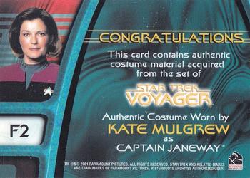 2001 Rittenhouse Women of Star Trek Voyager HoloFEX - From the Archives Costume #F2 Captain Janeway Back