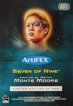 2001 Rittenhouse Women of Star Trek Voyager HoloFEX - ArtiFEX Case Topper #AR1 Seven of Nine Back