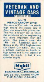 1962 Mobil Veteran and Vintage Cars #25 Pierce-Arrow (1916) Back
