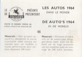 1964 Chocolat Jacques Les Autos Dans le Monde #185 Maserati Back